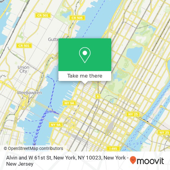 Alvin and W 61st St, New York, NY 10023 map