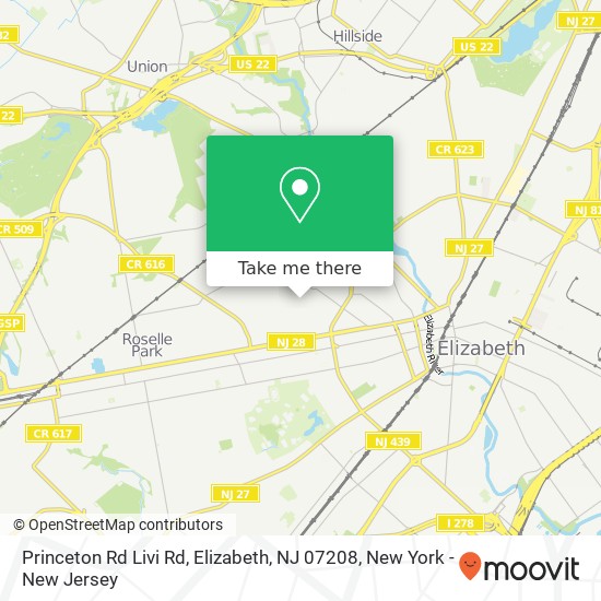 Mapa de Princeton Rd Livi Rd, Elizabeth, NJ 07208