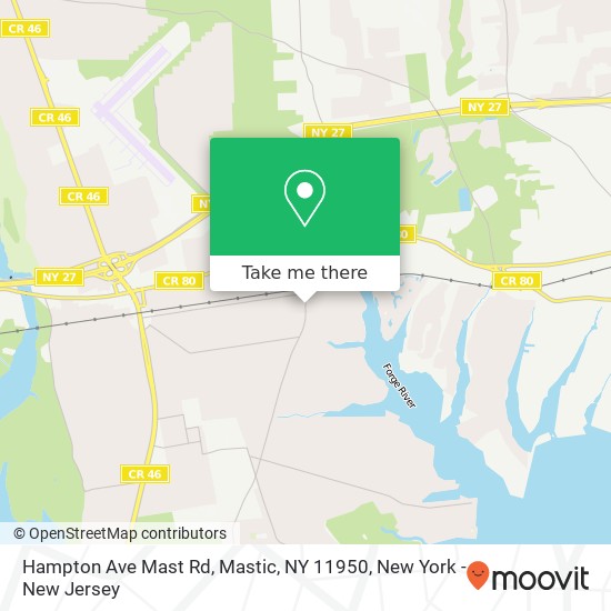 Hampton Ave Mast Rd, Mastic, NY 11950 map