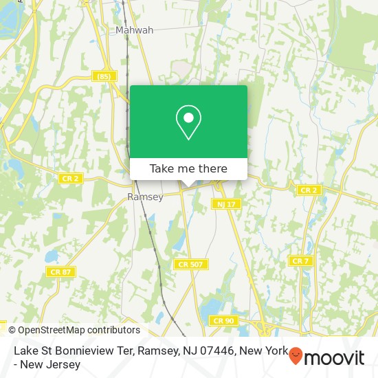 Mapa de Lake St Bonnieview Ter, Ramsey, NJ 07446