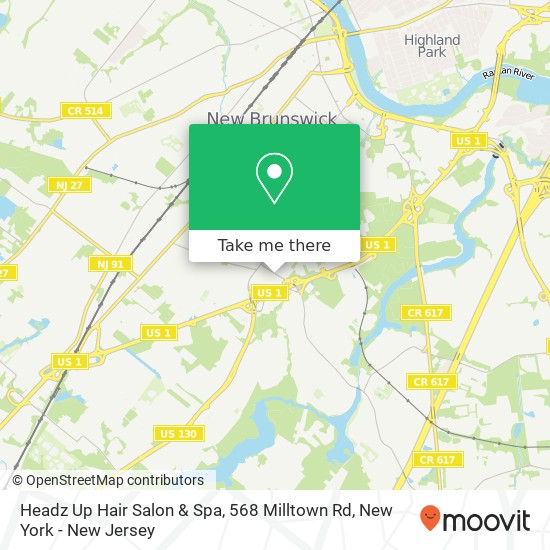 Mapa de Headz Up Hair Salon & Spa, 568 Milltown Rd