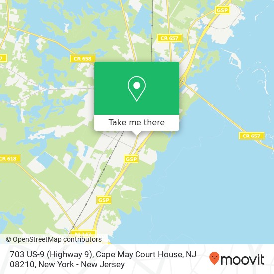 Mapa de 703 US-9 (Highway 9), Cape May Court House, NJ 08210