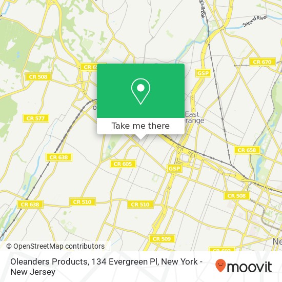 Mapa de Oleanders Products, 134 Evergreen Pl