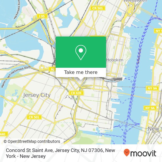 Mapa de Concord St Saint Ave, Jersey City, NJ 07306