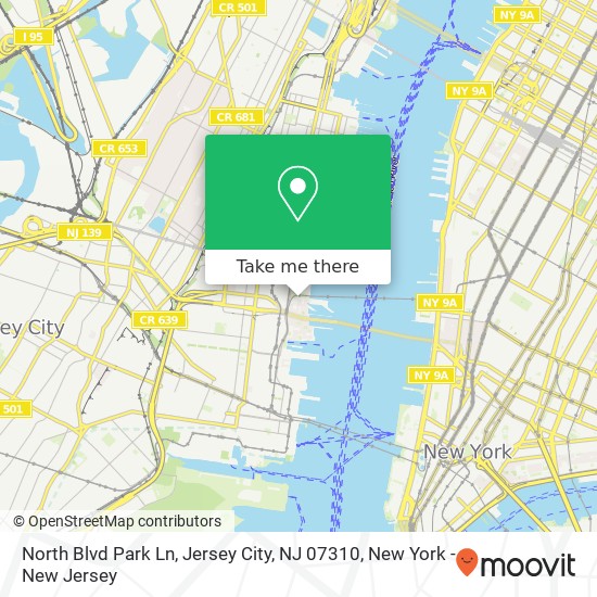 Mapa de North Blvd Park Ln, Jersey City, NJ 07310