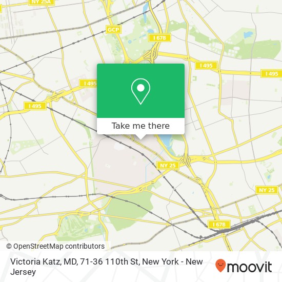 Mapa de Victoria Katz, MD, 71-36 110th St