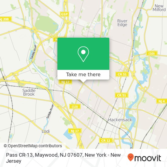 Mapa de Pass CR-13, Maywood, NJ 07607