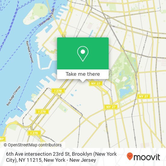 Mapa de 6th Ave intersection 23rd St, Brooklyn (New York City), NY 11215