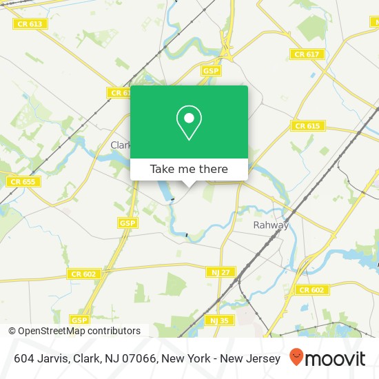 Mapa de 604 Jarvis, Clark, NJ 07066