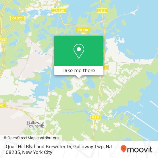 Mapa de Quail Hill Blvd and Brewster Dr, Galloway Twp, NJ 08205