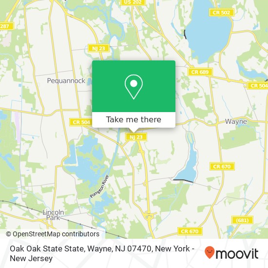 Mapa de Oak Oak State State, Wayne, NJ 07470