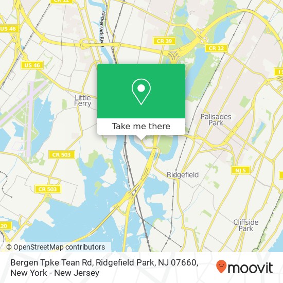 Mapa de Bergen Tpke Tean Rd, Ridgefield Park, NJ 07660