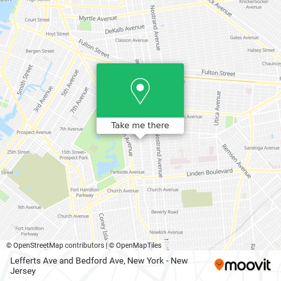 Lefferts Ave and Bedford Ave map