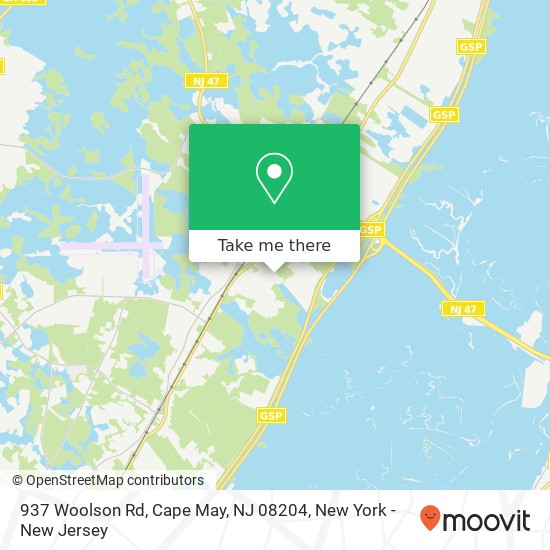 Mapa de 937 Woolson Rd, Cape May, NJ 08204