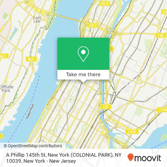 Mapa de A Phillip 145th St, New York (COLONIAL PARK), NY 10039