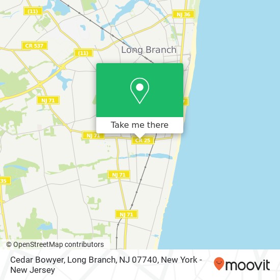 Mapa de Cedar Bowyer, Long Branch, NJ 07740