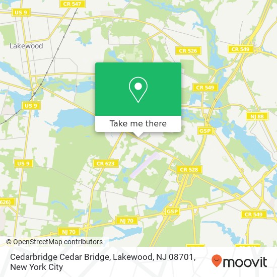 Mapa de Cedarbridge Cedar Bridge, Lakewood, NJ 08701