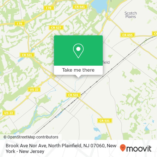 Mapa de Brook Ave Nor Ave, North Plainfield, NJ 07060