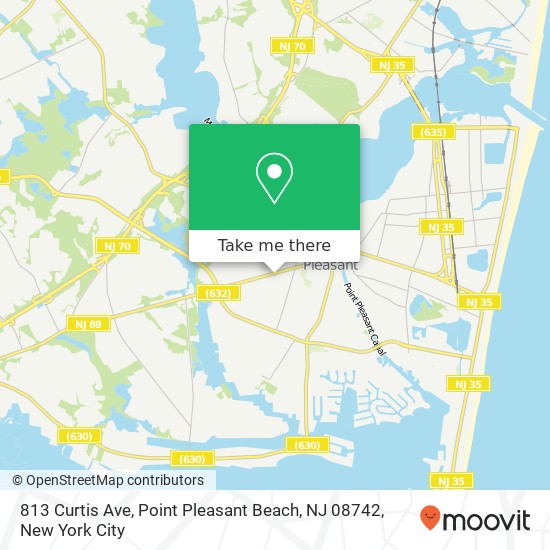 Mapa de 813 Curtis Ave, Point Pleasant Beach, NJ 08742