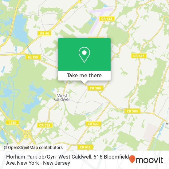 Florham Park ob / Gyn- West Caldwell, 616 Bloomfield Ave map