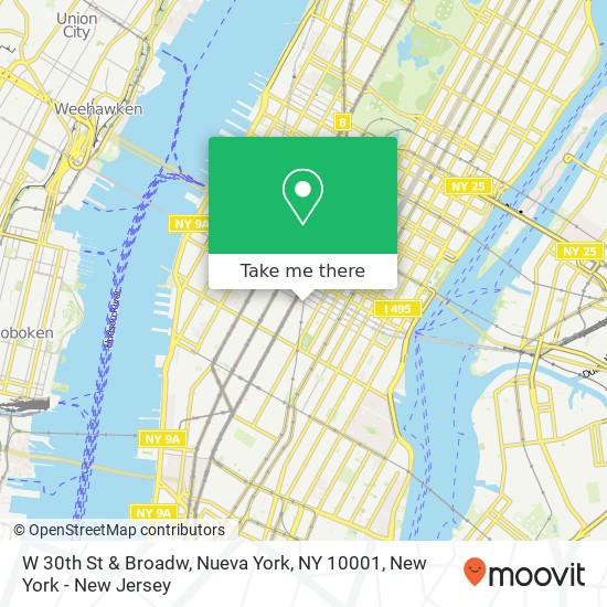 W 30th St & Broadw, Nueva York, NY 10001 map