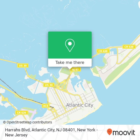 Mapa de Harrahs Blvd, Atlantic City, NJ 08401