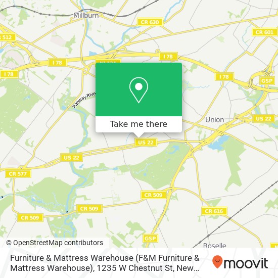 Mapa de Furniture & Mattress Warehouse (F&M Furniture & Mattress Warehouse), 1235 W Chestnut St