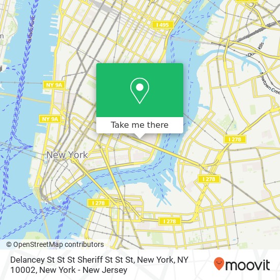 Delancey St St St Sheriff St St St, New York, NY 10002 map