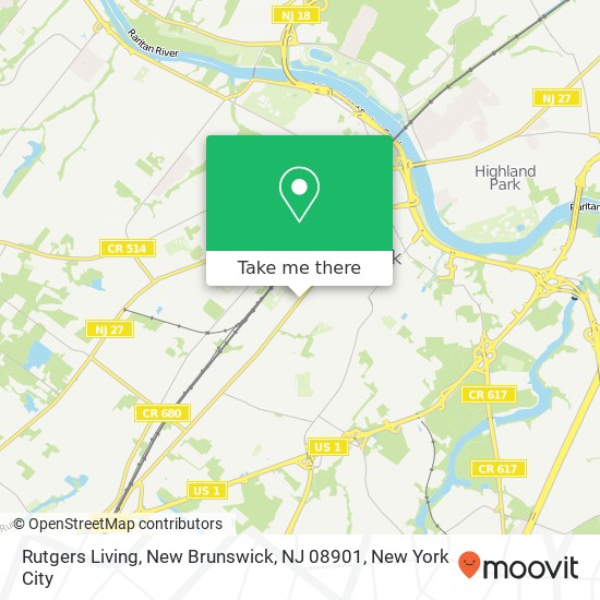Mapa de Rutgers Living, New Brunswick, NJ 08901