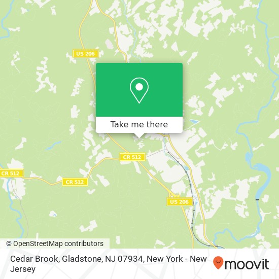 Mapa de Cedar Brook, Gladstone, NJ 07934