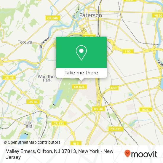 Mapa de Valley Emers, Clifton, NJ 07013