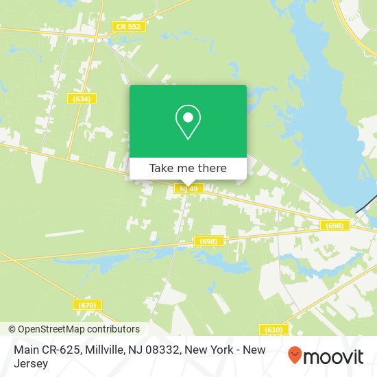 Mapa de Main CR-625, Millville, NJ 08332