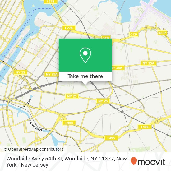 Mapa de Woodside Ave y 54th St, Woodside, NY 11377