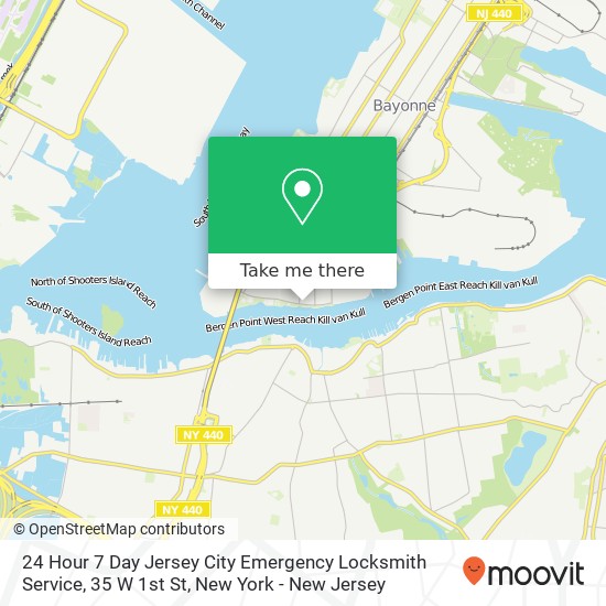 24 Hour 7 Day Jersey City Emergency Locksmith Service, 35 W 1st St map