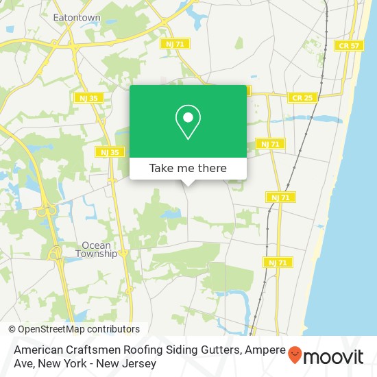 American Craftsmen Roofing Siding Gutters, Ampere Ave map