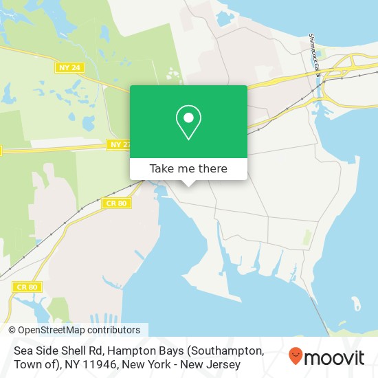 Sea Side Shell Rd, Hampton Bays (Southampton, Town of), NY 11946 map