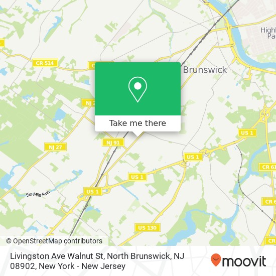 Mapa de Livingston Ave Walnut St, North Brunswick, NJ 08902