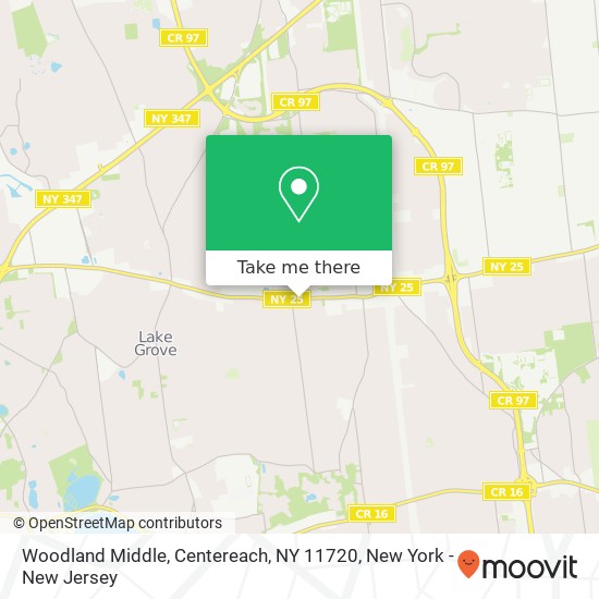 Mapa de Woodland Middle, Centereach, NY 11720
