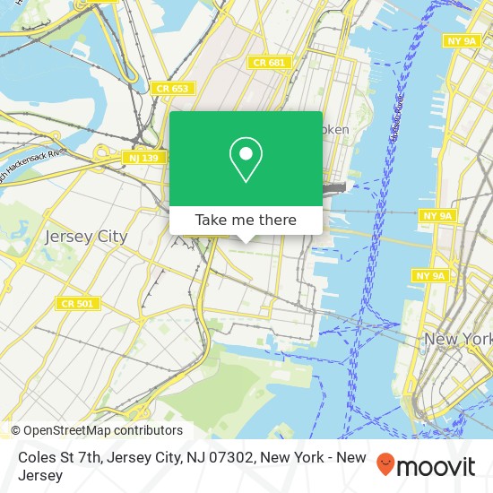 Mapa de Coles St 7th, Jersey City, NJ 07302