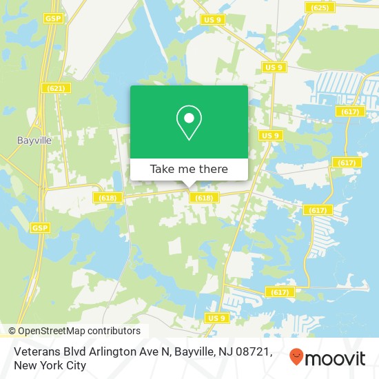 Mapa de Veterans Blvd Arlington Ave N, Bayville, NJ 08721