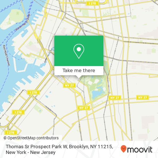 Mapa de Thomas Sr Prospect Park W, Brooklyn, NY 11215