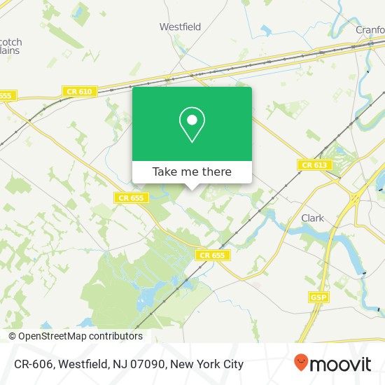 Mapa de CR-606, Westfield, NJ 07090