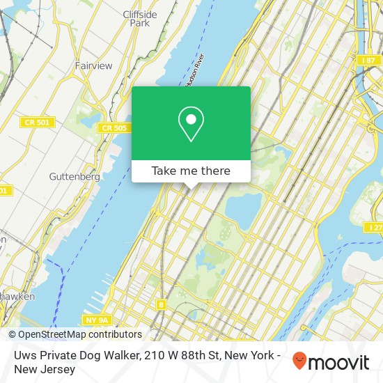 Mapa de Uws Private Dog Walker, 210 W 88th St