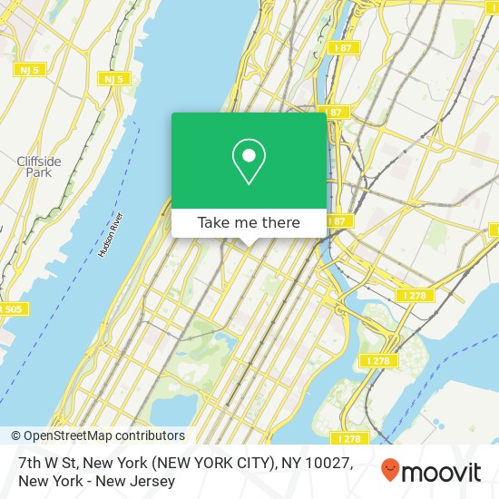 Mapa de 7th W St, New York (NEW YORK CITY), NY 10027