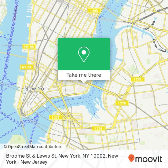 Mapa de Broome St & Lewis St, New York, NY 10002