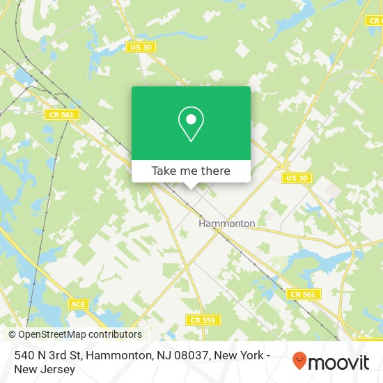 Mapa de 540 N 3rd St, Hammonton, NJ 08037