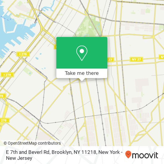 Mapa de E 7th and Beverl Rd, Brooklyn, NY 11218