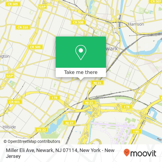 Mapa de Miller Eli Ave, Newark, NJ 07114