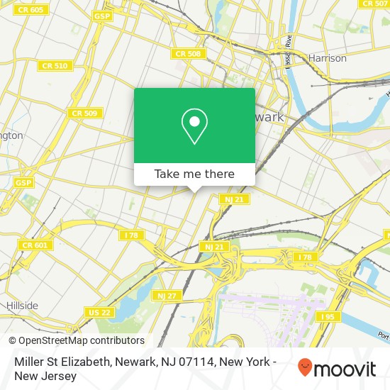 Mapa de Miller St Elizabeth, Newark, NJ 07114