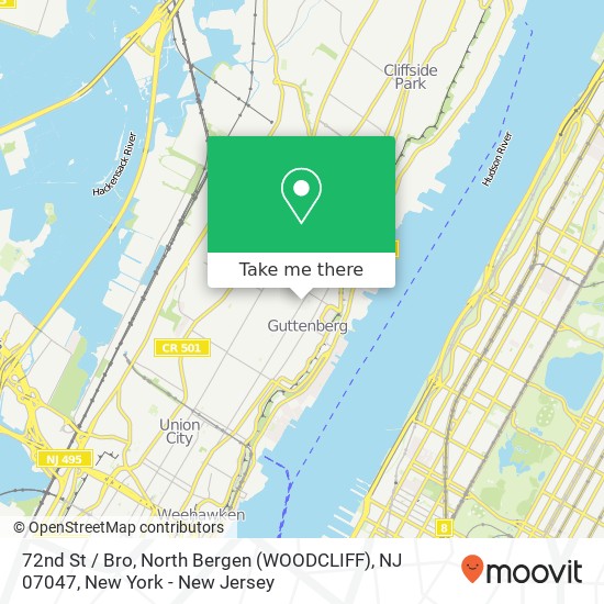 Mapa de 72nd St / Bro, North Bergen (WOODCLIFF), NJ 07047